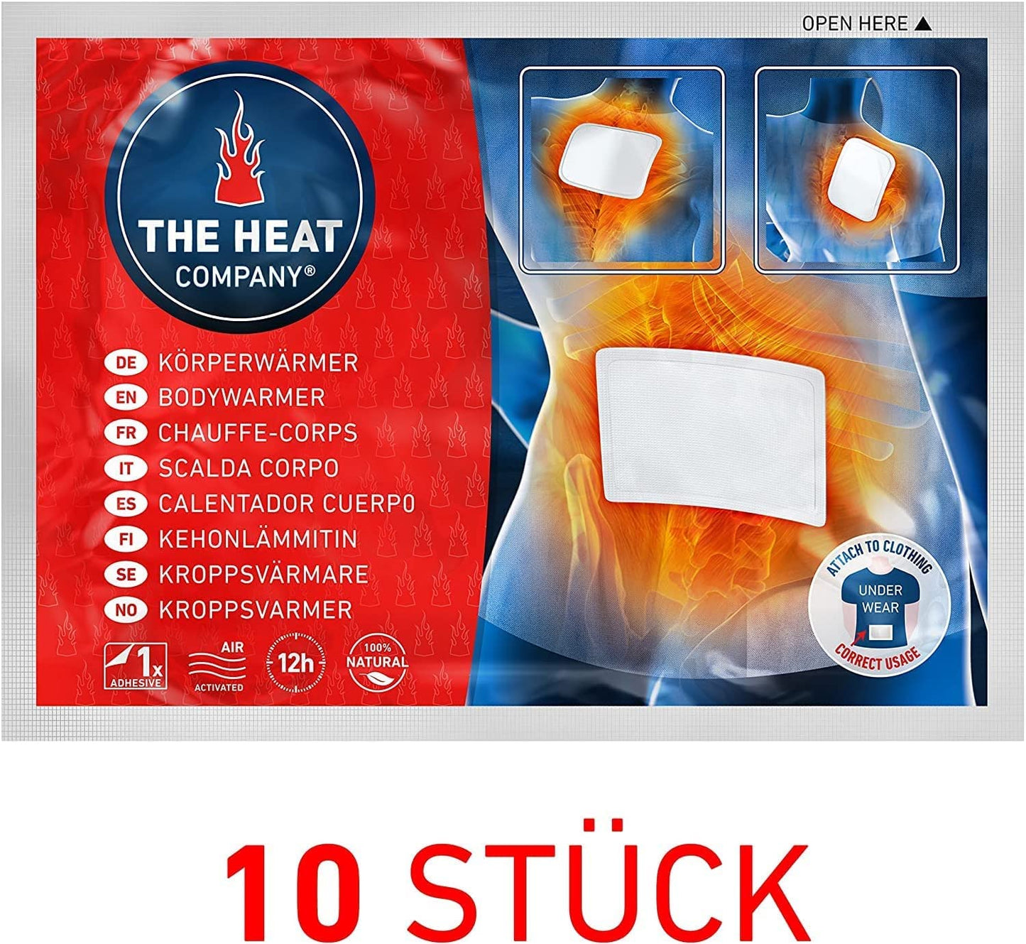 THE HEAT COMPANY Scaldacorpo - 10 o 40 Pezzi - Extra Caldo - Adesivo - Scalda-Schiena e Scalda-Collo - 12 Ore di Piacevole Calore - Pronti all'Uso - autoriscaldante - Puro Naturale