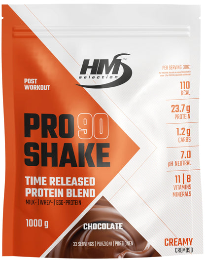 PRO SHAKE 90-1000g - Cioccolato - Multi Protein Complex • Integratore proteico con minerali e vitamine • fornimento prolungato ai muscoli di un regolare e prolungato apporto di aminoacidi