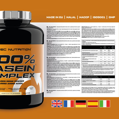 Scitec Nutrition 100% Casein Complex - Complesso a base di caseina micellare - con L-glutammina, taurina ed enzimi vegetali, 920 g, Vaniglia