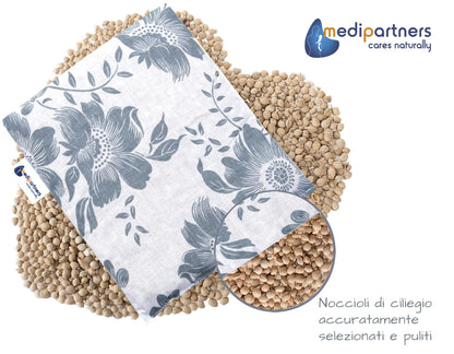 Medi Partners Cuscino termico con noccioli di ciliegia grande 500g rettangolare 20x25cm 100% cotone per terapia del freddo e del calore