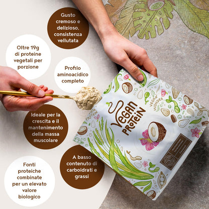 Proteine in Polvere Vegane | Gusto Cioccolato | 21g Proteine | Proteine Vegetali Isolate in Polvere di Pisello, Riso, Girasole e Soia | Massa Muscolare | 1.2kg Vegan Protein Powder | Alpha Foods