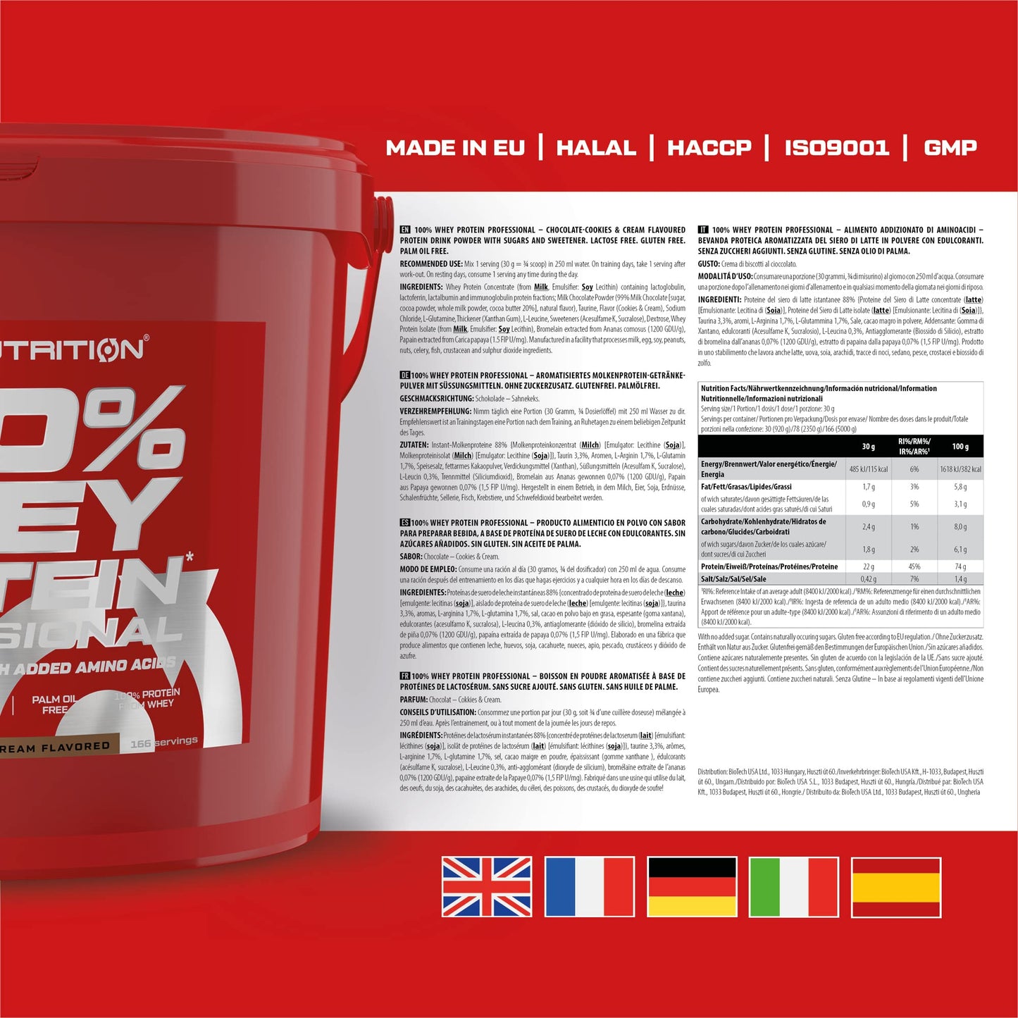 Scitec Nutrition 100% Whey Protein Professional - Potenziato con aminoacidi extra ed enzimi digestivi - Senza glutine - Senza olio di palma, 2.35 kg, Cioccolato