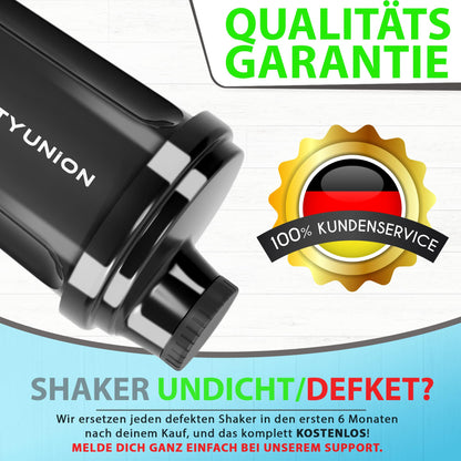 AMITYUNION Shaker per proteine 300 ml Heaven a prova di perdite, senza BPA con setaccio cliccabile e scala per frullati cremosi di siero di latte, shaker per proteine, originale in Fumo nero