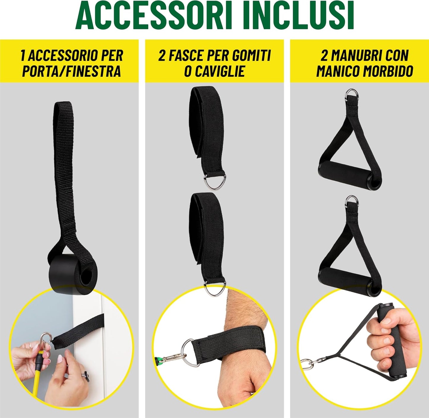 Set 5 Elastici Palestra Con Cinghie Di Ancoraggio, Allenamento Di Forza Professionale, Pilates, Yoga. Attrezzi Palestra Casa