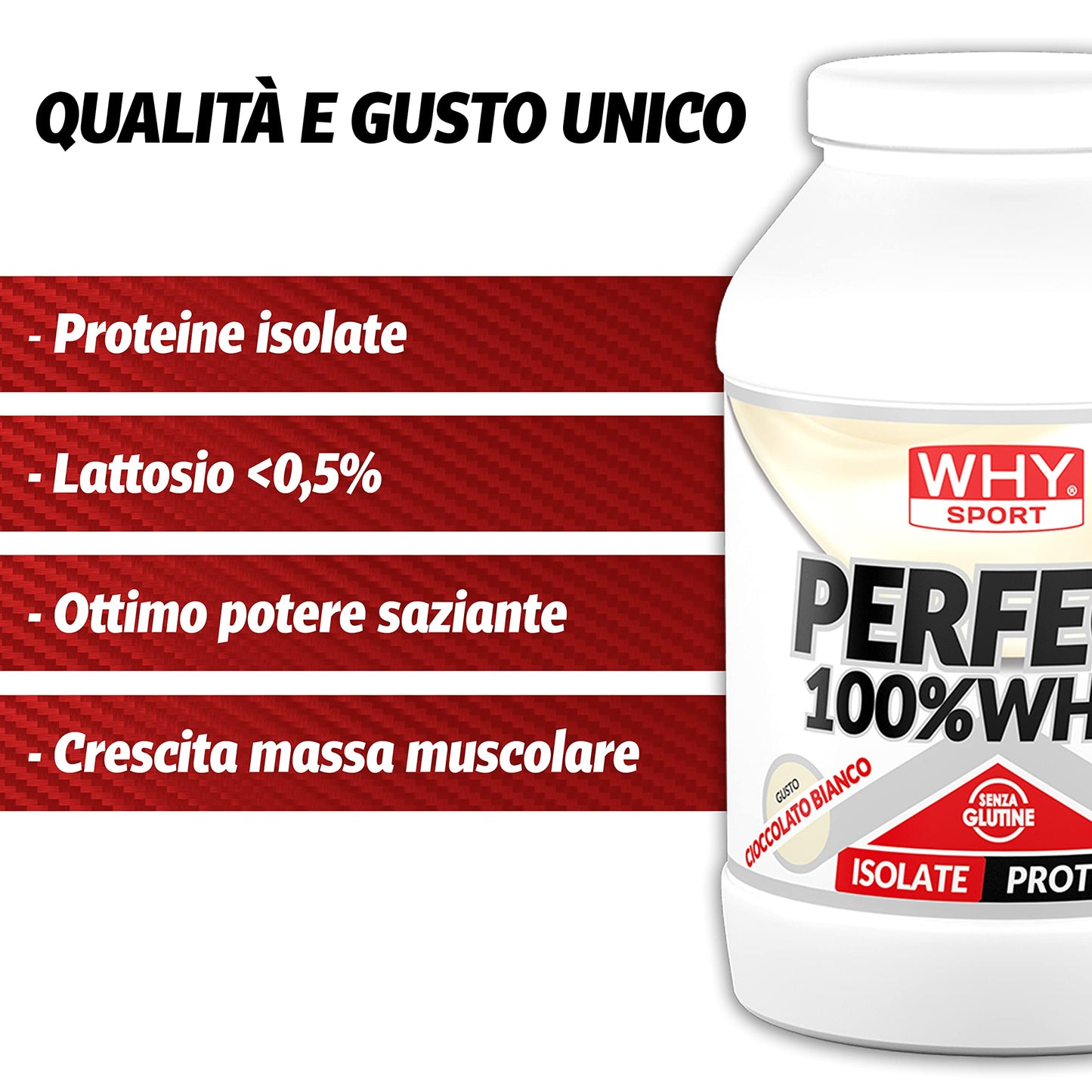 WHY SPORT PERFECT 100% WHEY - Proteine Whey - Proteine Isolate - Proteine in Polvere con Aminoacidi Essenziali per la Massa Muscolare - Gusto Cioccolato al Latte - 900 gr