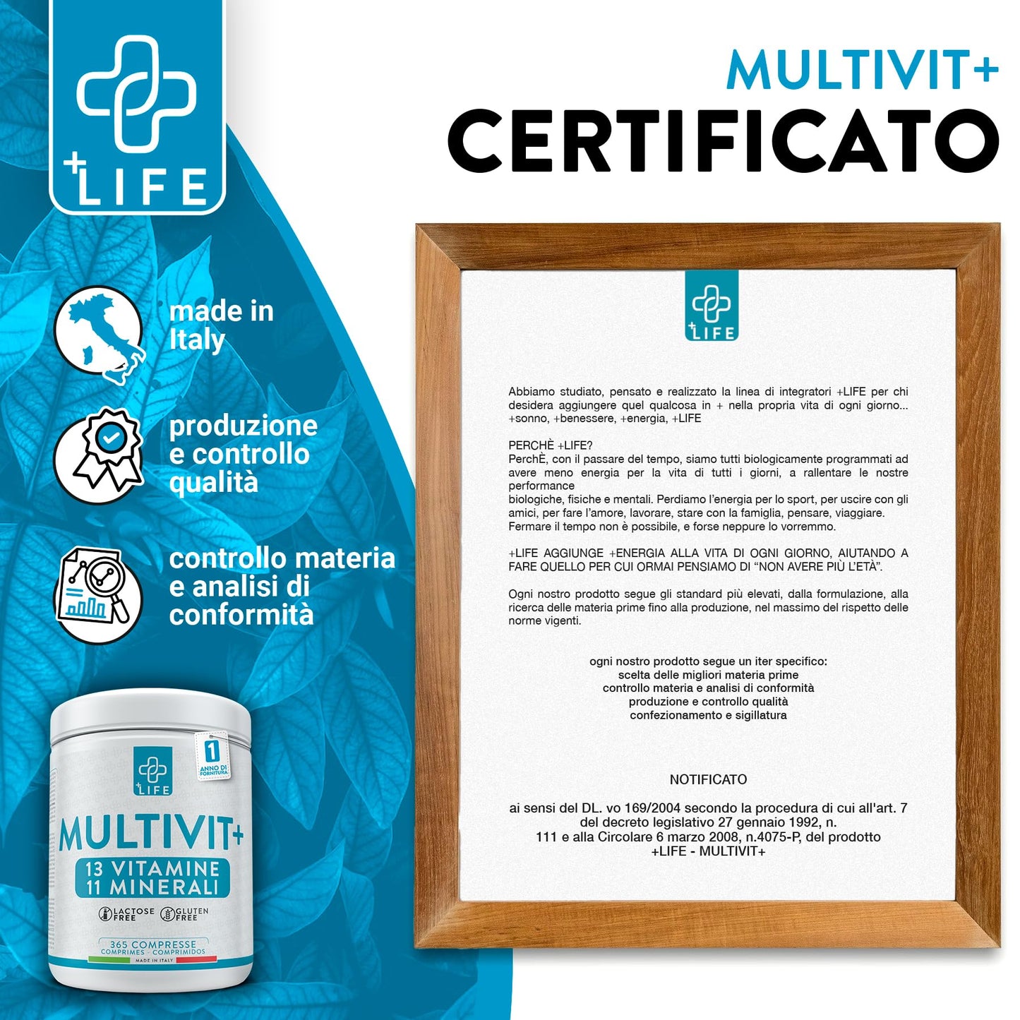 Multivitaminico Completo Con Minerali Piulife® 365 Compresse Con 24 Vitamine E Minerali, Integratore Multivitaminico Donna Uomo Bambini, Difese Immunitarie Adulti, Energia Integratori Stanchezza