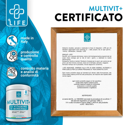 Multivitaminico Completo Con Minerali Piulife® 365 Compresse Con 24 Vitamine E Minerali, Integratore Multivitaminico Donna Uomo Bambini, Difese Immunitarie Adulti, Energia Integratori Stanchezza