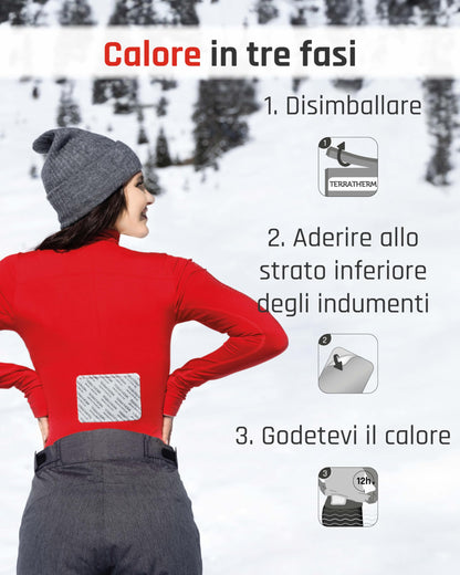 Cerotti riscaldanti schiena, collo e spalle – benefico effetto termico profondo per 12 ore, scalda schiena – scalda corpo autoadesivi e si attivano all’aria – 5 pezzi