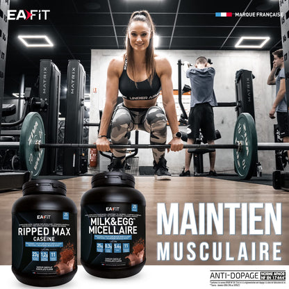 EAFIT Milk & Egg Micellar, latte Uovo Micellare, Proteine della Caseina, Proteine per il Bodybuilding, Mantenimento della Massa Muscolare, Assimilazione Lenta, Gusto Cioccolato, 2,2 kg