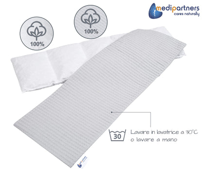 Medi Partners Cuscino Termico noccioli ciliegio 60x20cm 800g 100% Cotone 5 Camere Grande Terapia del freddo Federa sfoderabile (Stelle)