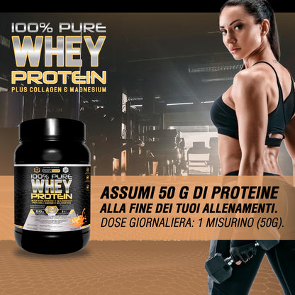 Healthy FUSION Whey protein 100% pura | Proteine whey + collagene + magnesio | Proteine del siero di latte isolate per lo sviluppo muscolare | Massa muscolare pulita | 1000 g (Cioccolato)