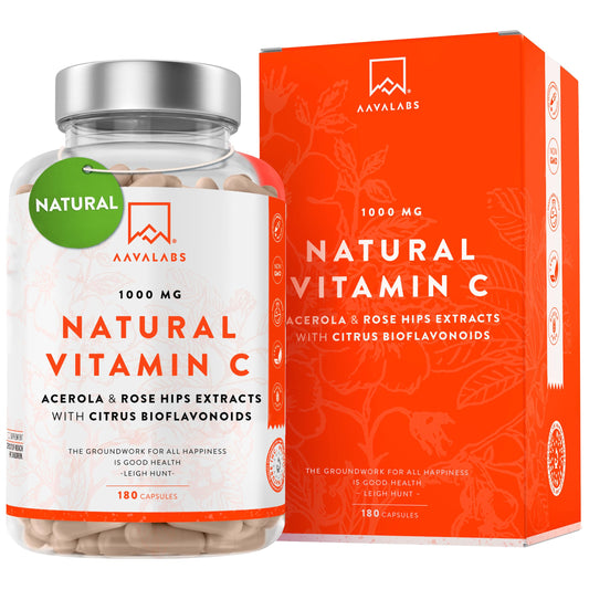 Vitamina C 1000mg Vegan - Integratore Vitamina C Naturale Alto Assorbimento con Bioflavonoidi, Rosa Canina, Acerola - 1000 Vitamina C Pura per dose - Vitamin C Difese Immunitarie 180 Capsule