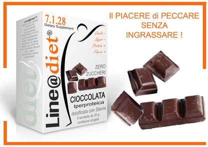 20 Tavolette di CIOCCOLATA PROTEICA zero ZUCCHERI Line@diet | cioccolata PROTEICA da MORDERE con STEVIA | 35 gr | ideale per FASE 1