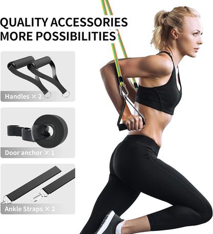 PROIRON Elastici Fitness Antirottura, Elastico Palestra 11 in 1 per Allenamento di forza,Yoga, Pilates, Set Elastici Fitness per Uomo Donna