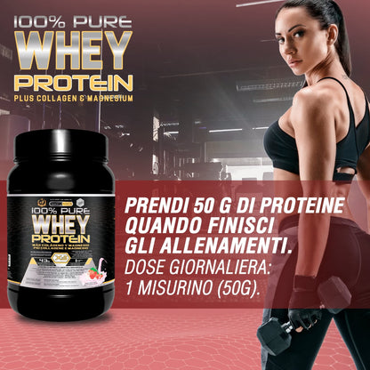 Healthy FUSION Whey protein 100% pura | Proteine whey + collagene + magnesio | Proteine del siero di latte isolate per lo sviluppo muscolare | Massa muscolare pulita | 1000 g (Cioccolato)