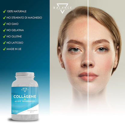 COLLAGENE IDROLIZZATO 2000MG - 240 COMPRESSE | Collagene e Acido Ialuronico, Coenzima Q10, Vitamina C, Biotina e Zinco per Pelle, Ossa e Articolazioni