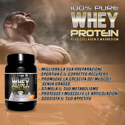 Healthy FUSION Whey protein 100% pura | Proteine whey + collagene + magnesio | Proteine del siero di latte isolate per lo sviluppo muscolare | Massa muscolare pulita | 1000 g (Cioccolato)