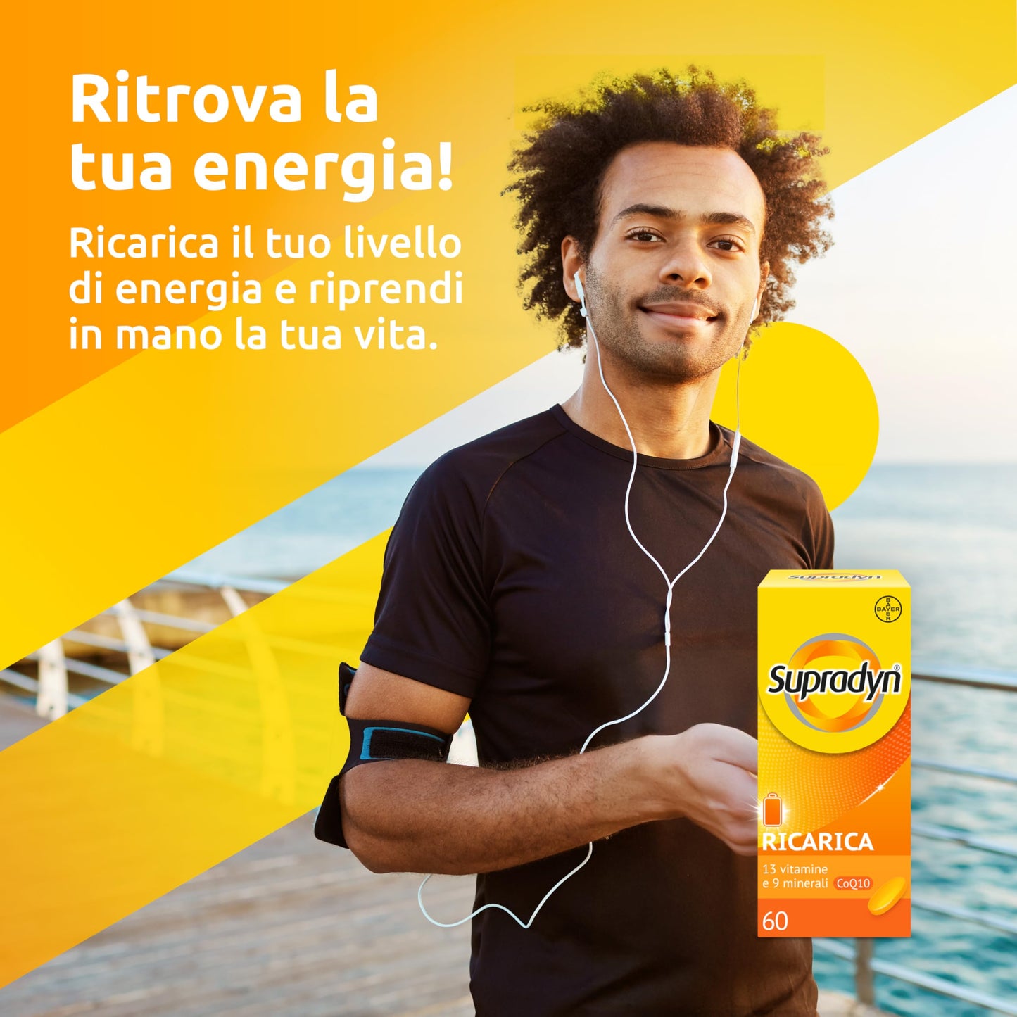 Supradyn Ricarica Multivitaminico Completo Vitamine e Minerali per Adulti, Integratore Vitamine A, B, C, D3, E, K, Magnesio, Calcio, Zinco, Selenio e CoEnzima Q10, 95 Compresse Rivestite