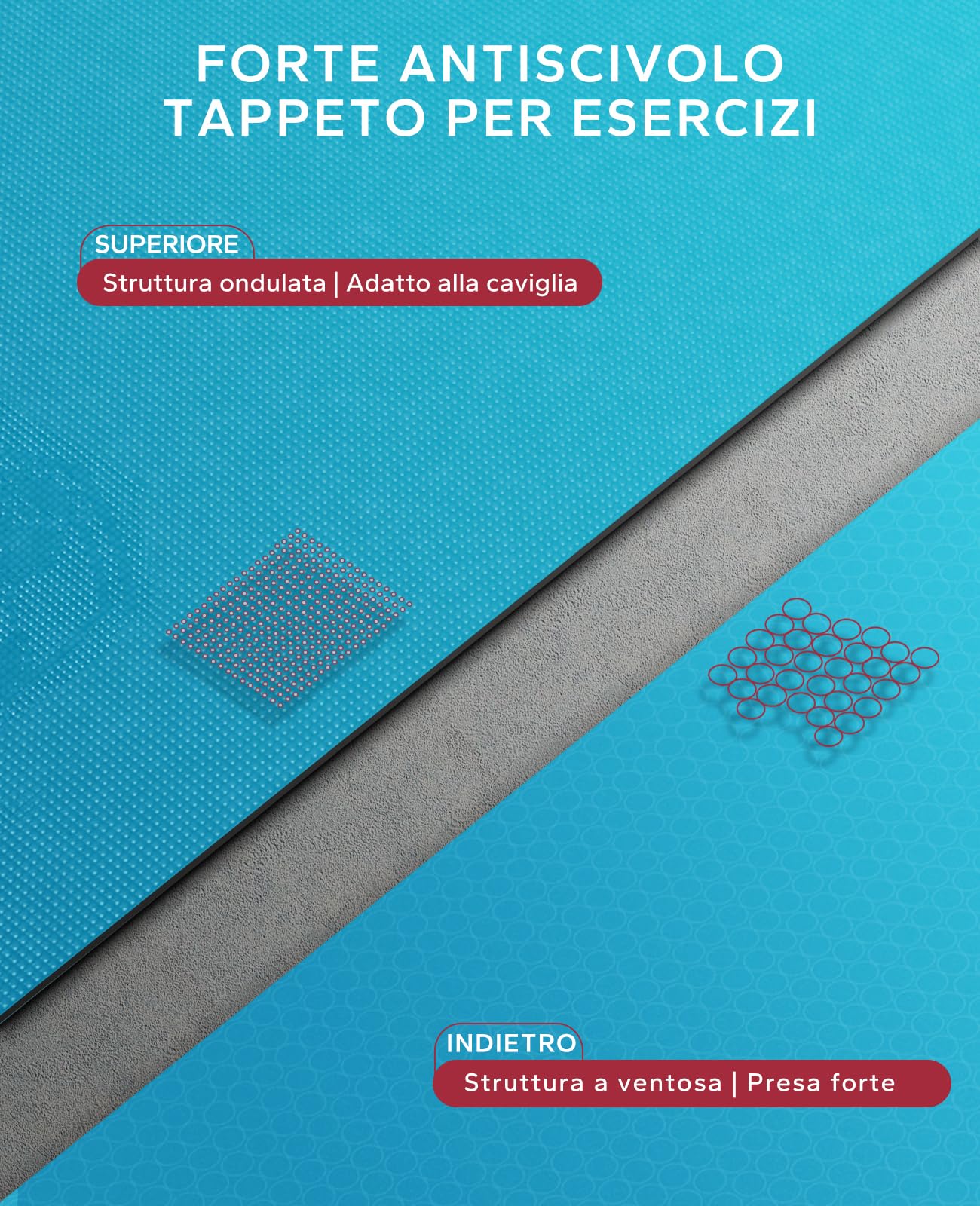 HAPBEAR Tappetino per Esercizi Extra Large, 183×122/213×152/244×183cm/274×183cm×8mm, Antiscivolo, Ultra Resistente, Spesso per Pavimenti della Palestra di Casa Cardio, Tappetino per Yoga per Fitness