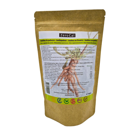 ZeroCal - Inulina da Cicoria in Polvere Pura 500g | Fibra Vegetale Prebiotica da Radici di Cicoria | Basso Contenuto Calorico | Provenienza Germania