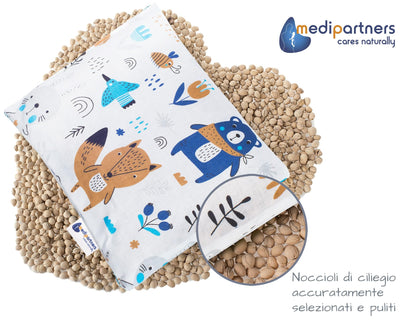 Medi Partners Cuscino termico con noccioli di ciliegia grande 500g rettangolare 20x25cm 100% cotone per terapia del freddo e del calore