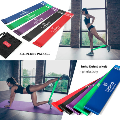 Loop Fasce Elastiche Fitness Set/Livelli Resistenza + eBook di Esercizio e Borsa | Banda Elastica Glutei Gambe Addominale Braccio, Trazioni Boxe Pull Up Pilates Sportiva Kit Uomo Donna