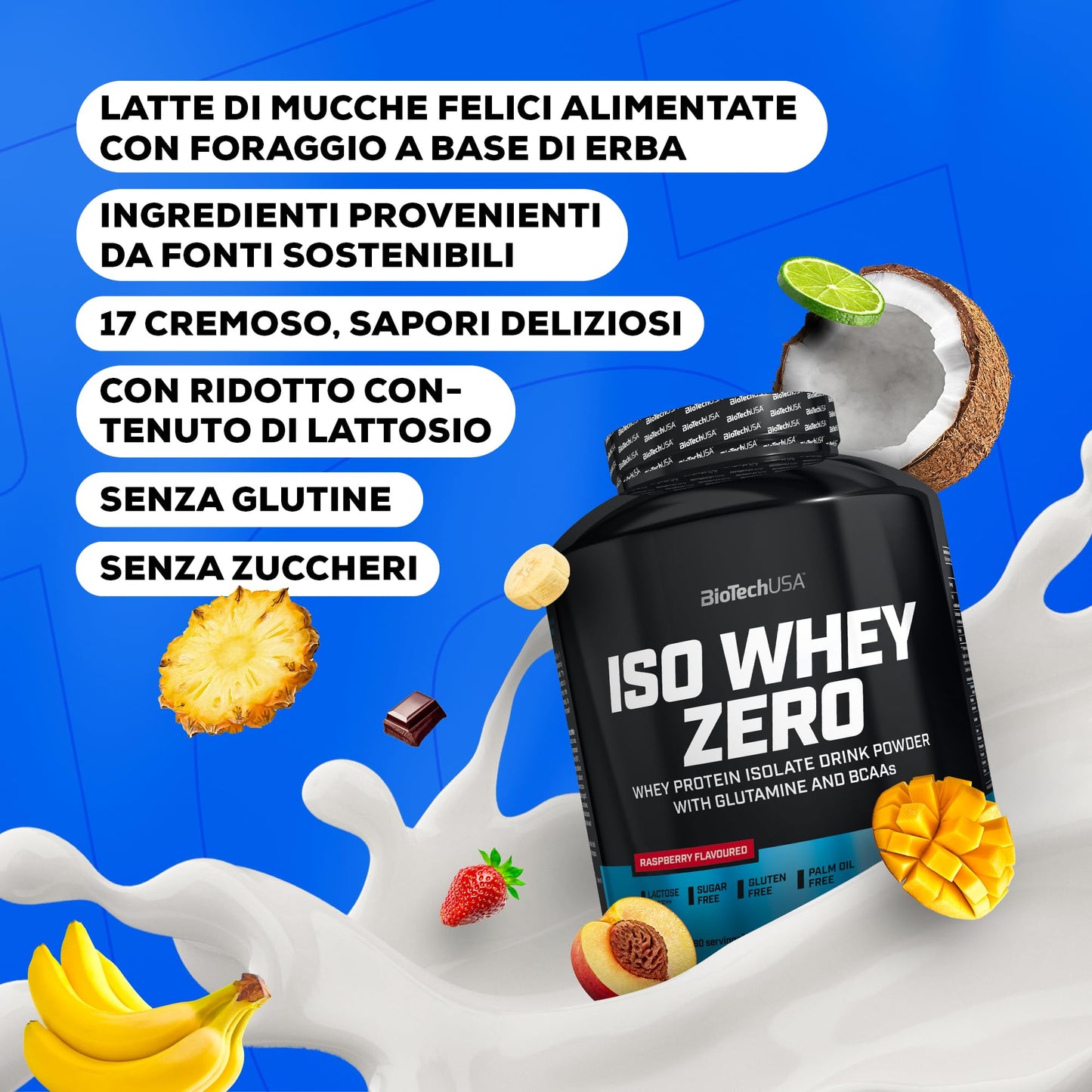 BioTechUSA Iso Whey Zero | Premium Whey Protein Isolate | Grass-Fed | Enzyme-Free | Sugar- and Gluten-free, 908 g, Cioccolato