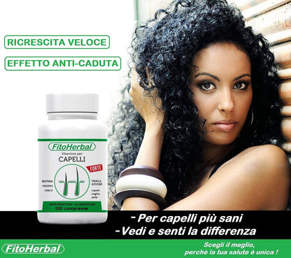 FitoHerbal Biotina + Zinco + Selenio 120 Compresse Integratore Tripla Azione Per Crescita Capelli, Migliora Aspetto Cutaneo Viso, Ridona Forza Resistenza alle Unghie. Qualità Made in Italy