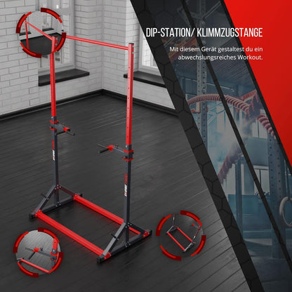 K-Sport: Power Tower + Dip Station con una capacità di carico fino a 140kg I Barra multifunzione trazioni e impugnature per flessioni I Pull up station & Dip Bar per allenamento muscolare incl. E-Book