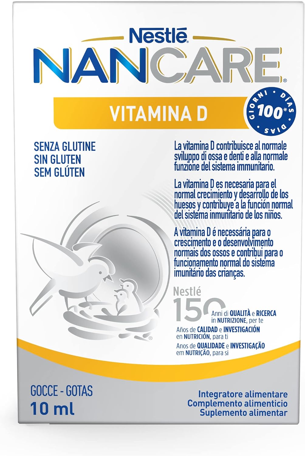 NESTLÉ NANCARE VITAMINA D Integratore Alimentare pediatrico per Lattanti e Bambini dalla nascita, Flacone 100ml