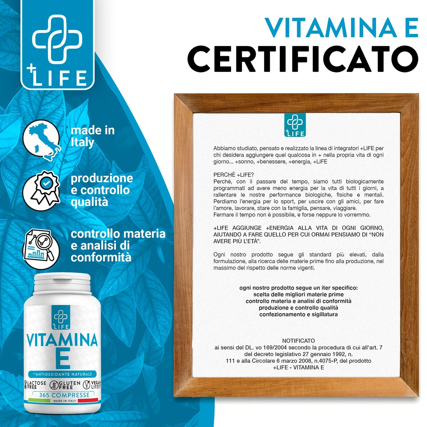 Vitamina E Pura 365 Dosi PiuLife® 60mg Per Compressa 89UI, Integratore Vitamina E Per Viso Pelle, Occhi Vista, Vitamine Per Capelli, Benessere Antiossidanti Integratori