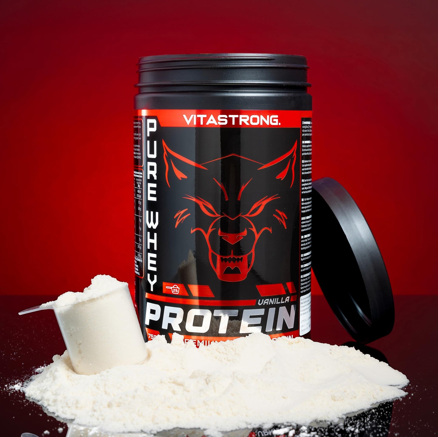 Whey Proteine in Polvere Vitastrong - Proteine del Siero del Latte Isolate e Concentrate - Alta solubilità & concentrazione 23g per dose - Whey Protein Ricco di BCAA ed EAA (Cioccolato)