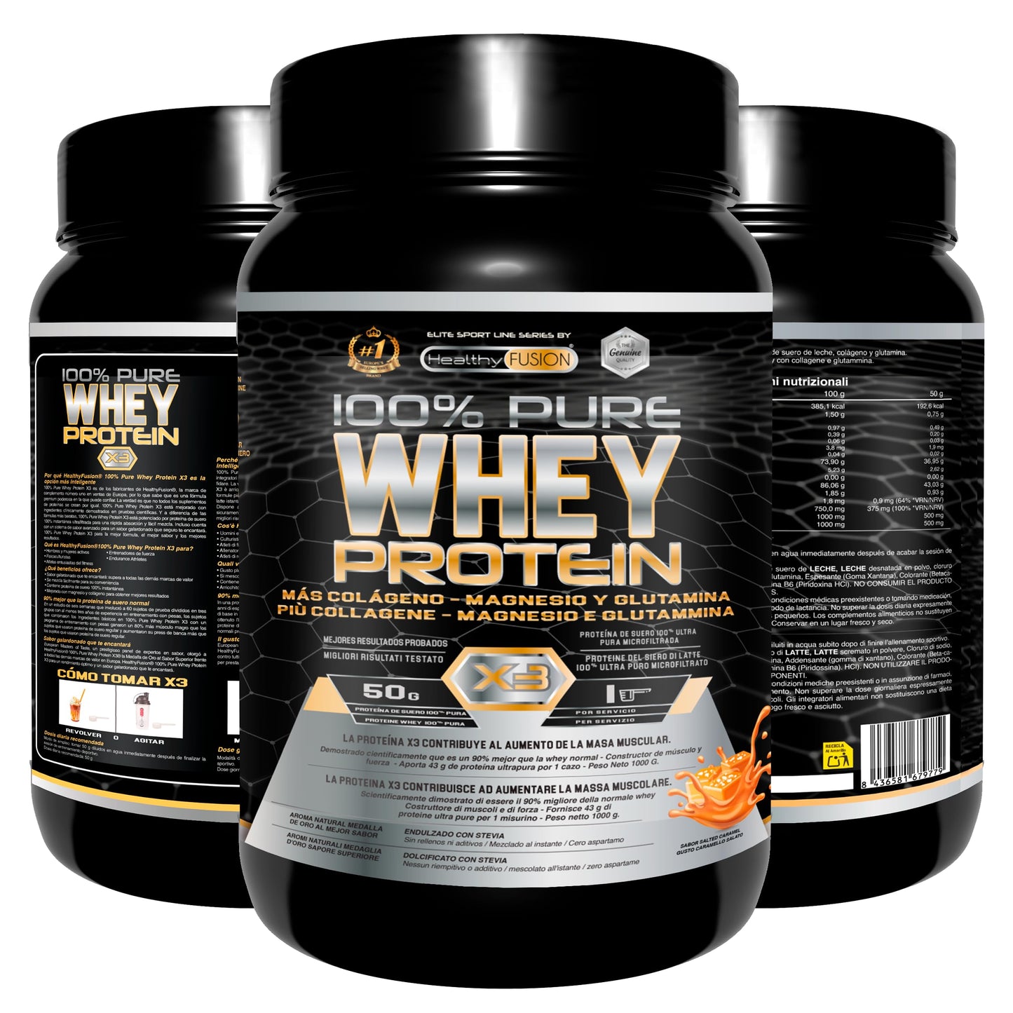 Healthy FUSION Whey protein 100% pura | Proteine whey + collagene + magnesio | Proteine del siero di latte isolate per lo sviluppo muscolare | Massa muscolare pulita | 1000 g (Cioccolato)