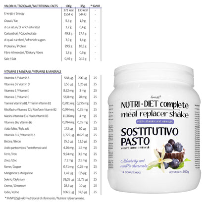 PASTO SOSTITUTIVO NUTRI DIET complete al gusto di LATTE e BISCOTTI Line@diet | 500g, 14 PASTI completi | ricco di vitamine e minerali