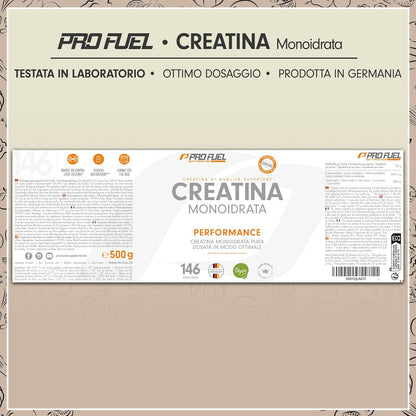 Creatina monoidrata polvere 500g - Creatina monoidrato micronizzata ad alto dosaggio - Creatina pura in polvere senza additivi, 100% vegana - testata in laboratorio, con certificato - per 146 giorni