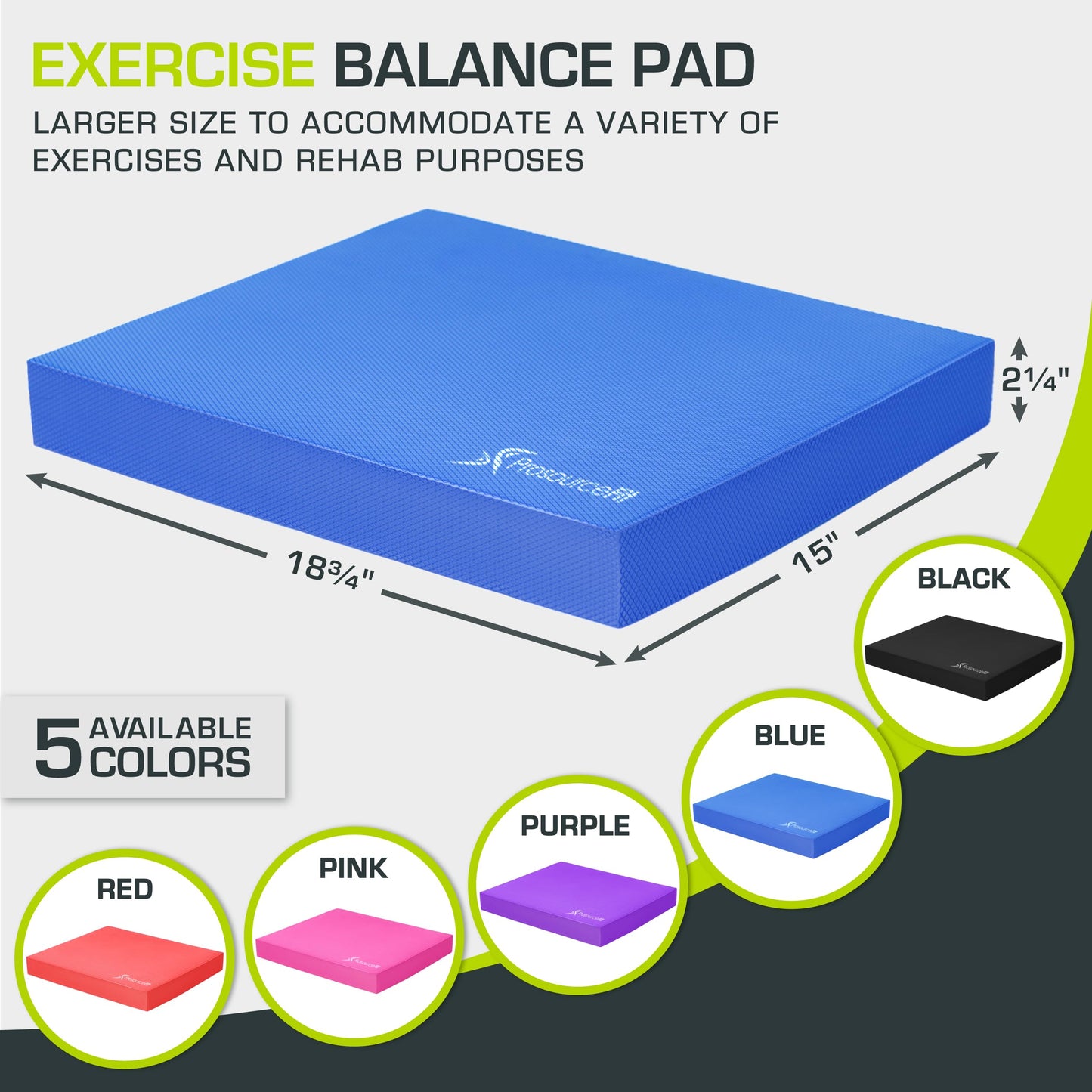 Exercise Balance Pad, Non-Slip Cushioned Foam Mat & Knee Pad for Fitness and Stability Training, Yoga, Physical Therapy, L and XL