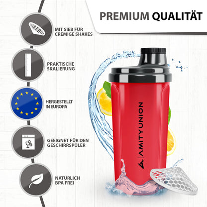 AMITYUNION Shaker per proteine 500 ml Heaven a prova di perdite, senza BPA con setaccio cliccabile e scala per frullati cremosi di siero di latte, shaker per proteine, originale in Rosa