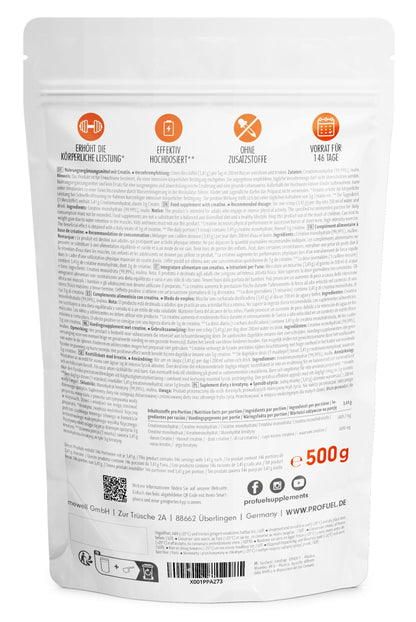 Creatina monoidrata polvere 1kg / 1000g micronizzata ad alto dosaggio, pura senza additivi, 100% vegana