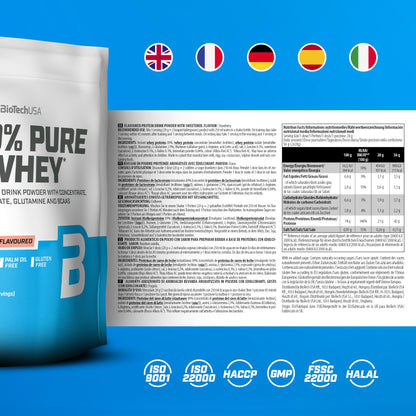 BioTechUSA 100% Pure Whey Complesso proteico del siero di latte con bromelina, aminoacidi, senza zuccheri aggiunti, senza olio di palma e con edulcorante, 1 kg, Cioccolato