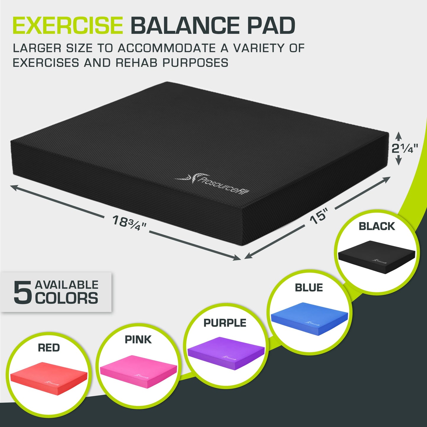 Exercise Balance Pad, Non-Slip Cushioned Foam Mat & Knee Pad for Fitness and Stability Training, Yoga, Physical Therapy, L and XL