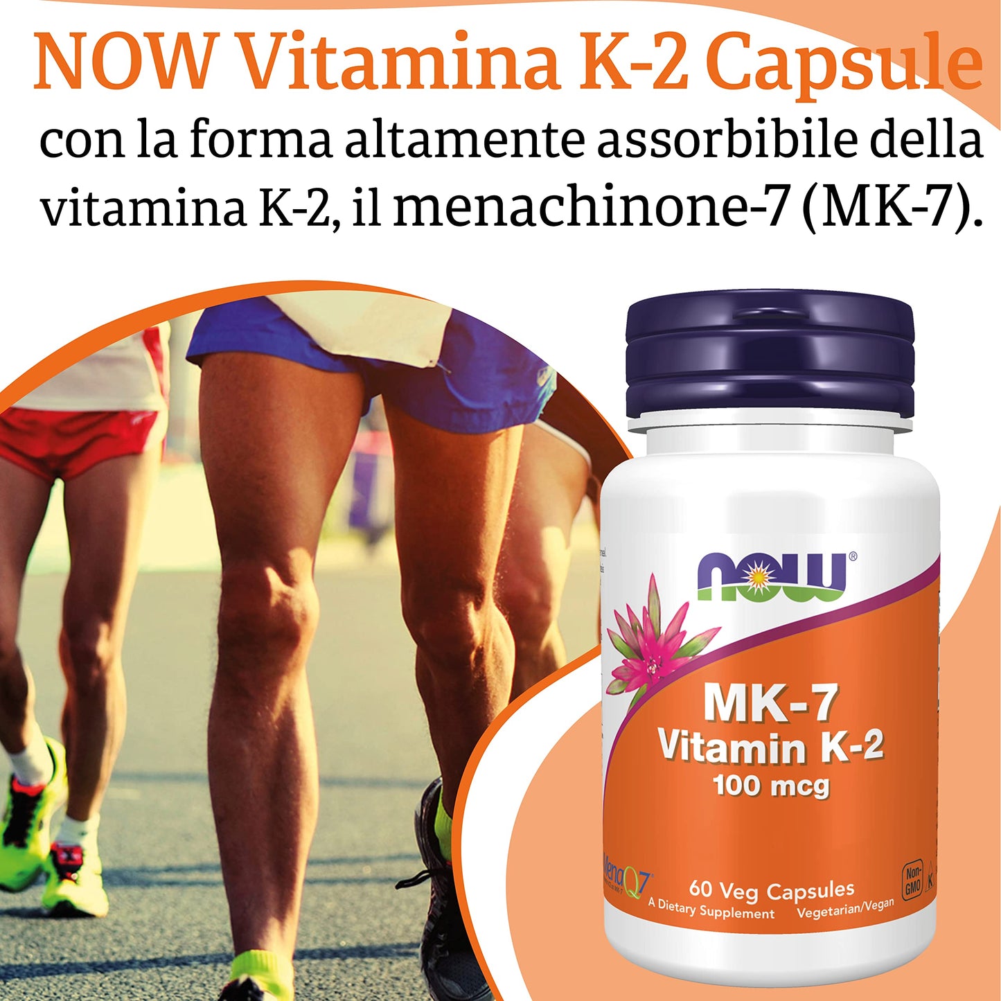 Now Foods, Vitamin K2 MK-7, 100mcg, Tutto Trans, 60 Capsule vegane, Testate in Laboratorio, Senza Glutine, Senza Soia, non OGM