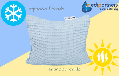 Medi Partners Cuscino termico con noccioli di ciliegia grande 500g rettangolare 20x25cm 100% cotone per terapia del freddo e del calore