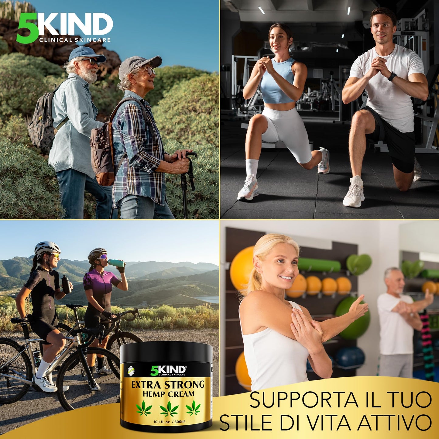 5kind crema canapa extra forte 100 ml - Crema Muscolare Idratante e Ricca Di Estratti Naturali. Calma Piedi, Spalle e Ginocchia