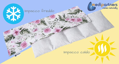 Medi Partners Cuscino Termico noccioli ciliegio 60x20cm 800g 100% Cotone 5 Camere Grande Terapia del freddo Federa sfoderabile (Stelle)