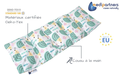 Medi Partners Cuscino Termico noccioli ciliegio 60x20cm 800g 100% Cotone 5 Camere Grande Terapia del freddo Federa sfoderabile (Stelle)