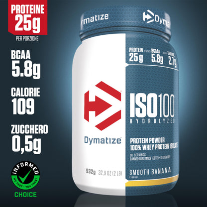 Dymatize ISO 100 Hydrolyzed Gourmet Chocolate 932g - Proteine del siero di latte idrolizzate e isolate in polvere