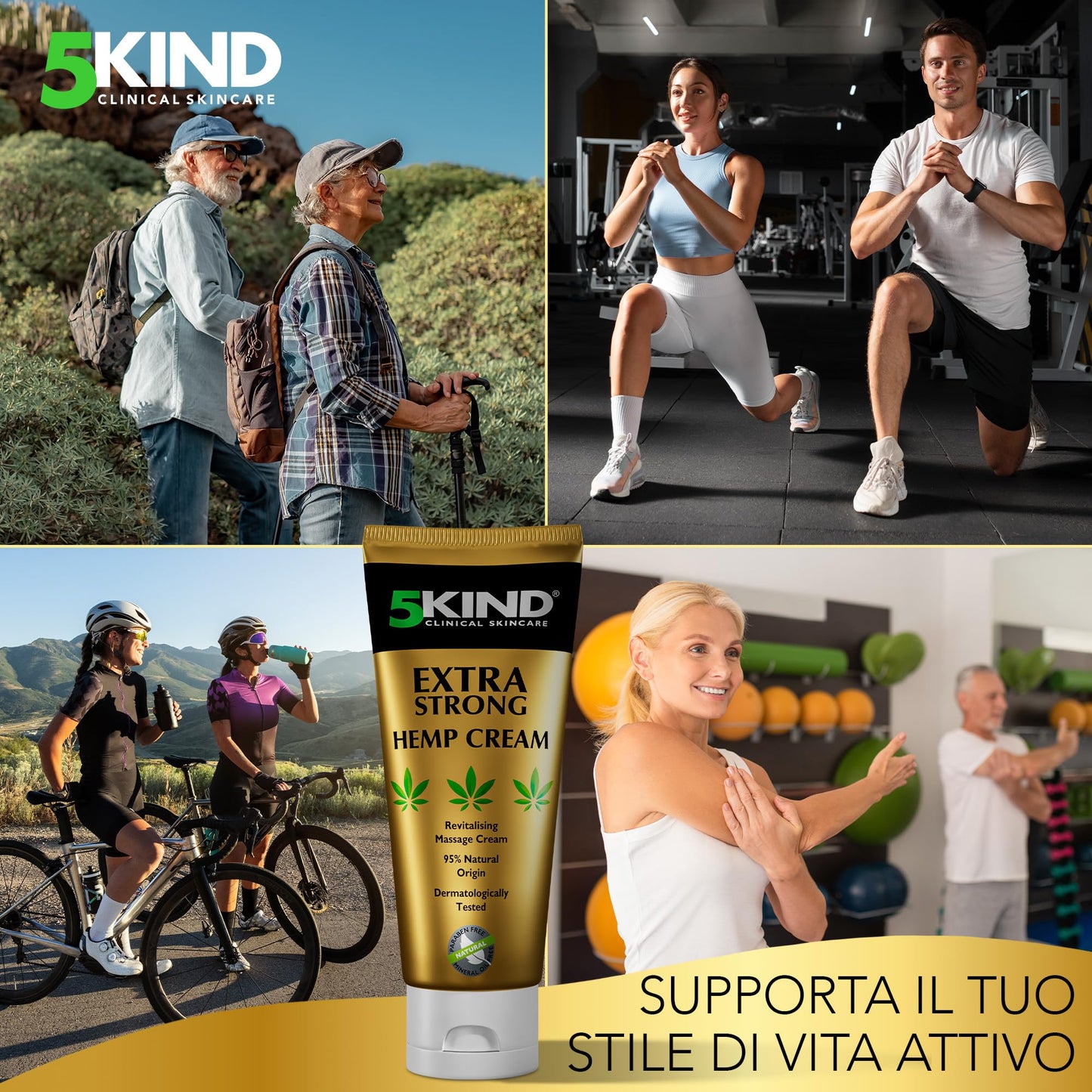 5kind crema canapa extra forte 100 ml - Crema Muscolare Idratante e Ricca Di Estratti Naturali. Calma Piedi, Spalle e Ginocchia