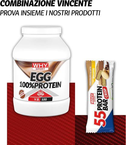 WHY SPORT EGG 100% PROTEIN - Proteine Senza Lattosio - Proteine in Polvere - Proteine di Albumina d’Uovo - Gusto Cacao - 750gr