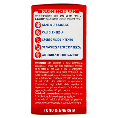 equilibra Integratori Alimentari, Sostegno Forte, Integratore con Creatina, Arginina, Vitamine C, B1, per Incrementare le Prestazioni Fisiche, con Succo Concentrato di Arancio, 22 Bustine Monodose