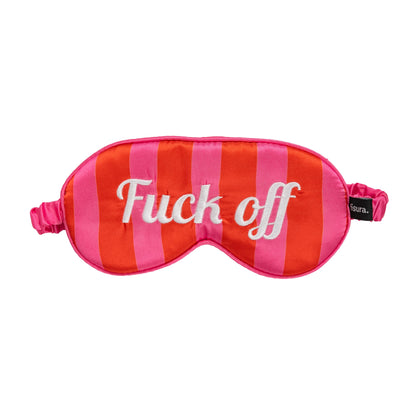 Fisura - Mascherina per dormire "f*ck off". Mascherina per dormire morbida. Mascherina per occhi originale rosa e rossa. Maschera da notte ultra morbida con fascia elastica. 20 x 10 cm.